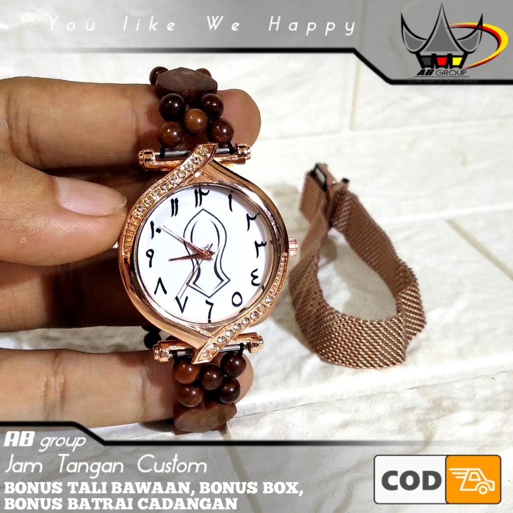 JAM TANGAN WANITA KOKKA KAYU CUSTOM BONUS BOX, BONUS TALI BAWAAN DAN BONUS BATRAI CADANGAN