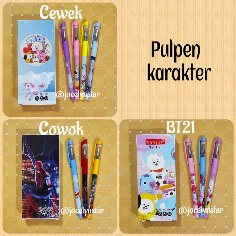 

{3 pulpen } pulpen karakter / Pulpen gel karakter BT-21/pulpen gel/ bolpen gel