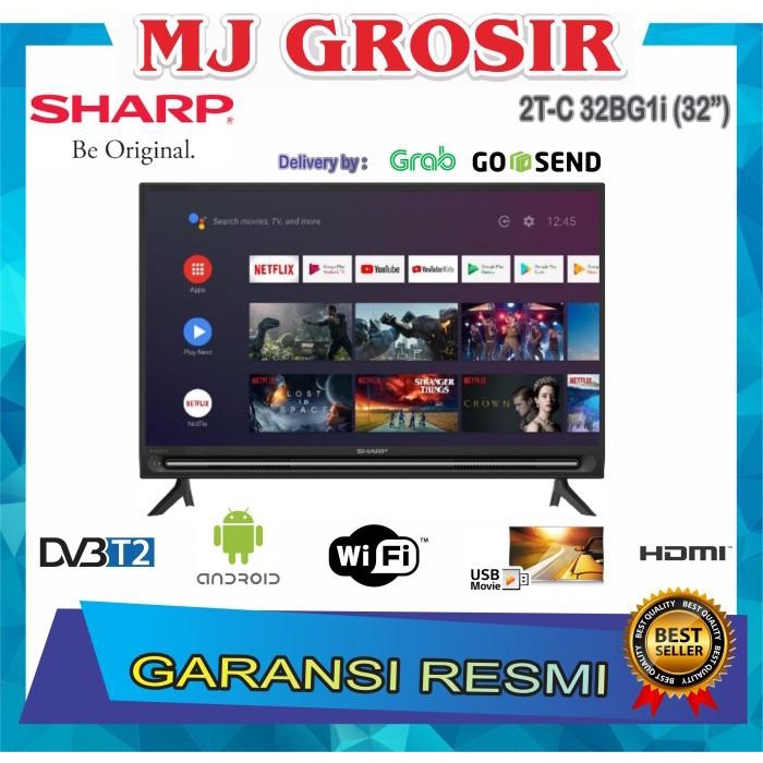 LED TV SHARP 32" ANDROID 2T-C 32BG1i 32INCH USB MOVIE HD HDMI DIGITAL