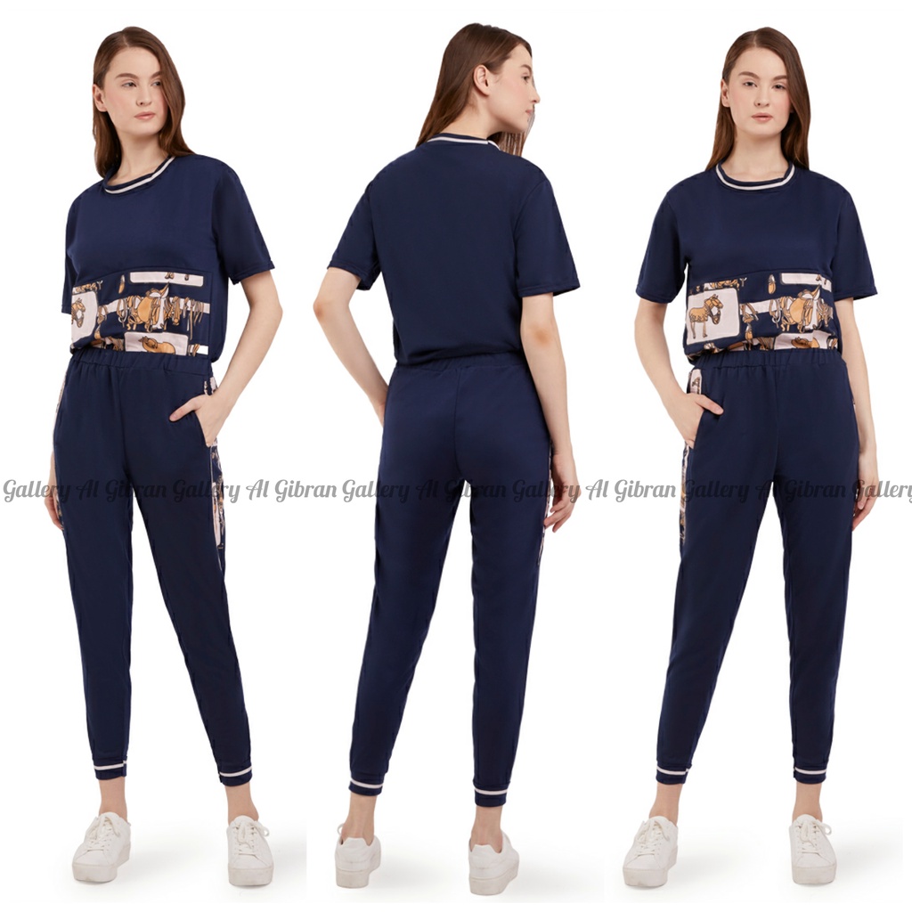 Setelan Wanita Kekinian Setelan Celana Wanita One Set Stelan Celana Joger Panjang Wanita Cewek Remaja Pakaian Wanita Fashion Wanita Cewek Remaja Perempuan Import Korea Korean Style Terbaru Kekinian Murah Bahan Full Babyterry All Size M L LD 96 - 100-5