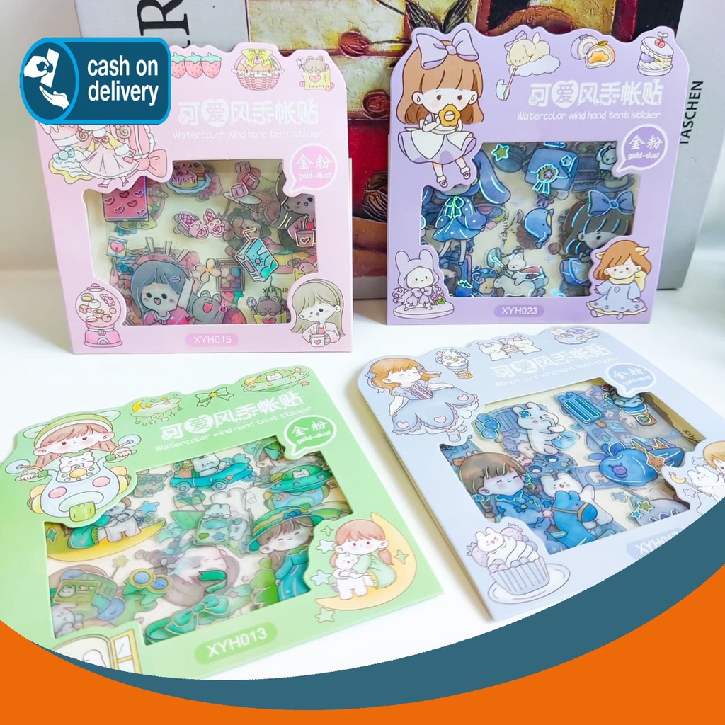 

Sticker Motif Karakter Cewek Gold-Dust Kode XYH30 Daily Manual Cute Pattern Decorative Tape Stiker Gift CRAFT