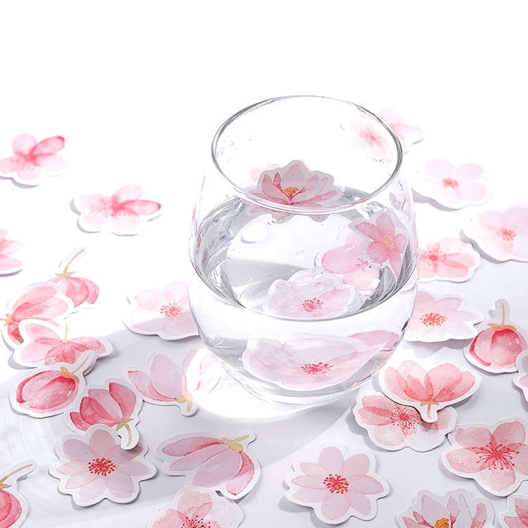 45Pcs Stiker Motif Cherry Blossom Warna Pink untuk Scrapbook / Jurnal / Diary-4