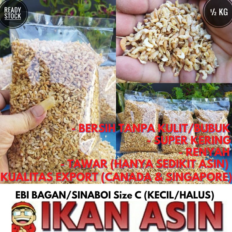 

EBI / UDANG TANPA KULIT 500 gr Asli BAGAN / SINABOI - SIZE C (KECIL)