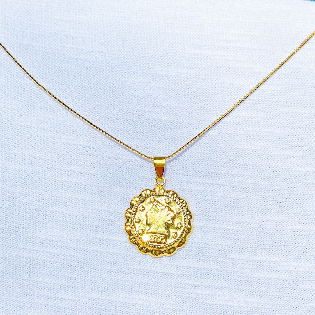 Liontin koin anak dan dewasa emas asli kadar 700 70 16k coin victorian vintage ringan 1 gram tampak besar mainan kalung mas kuning gold pendant