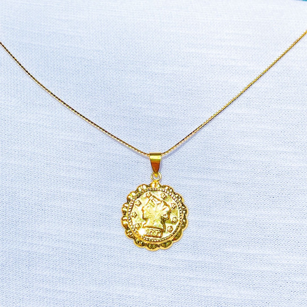 Liontin koin anak dan dewasa emas asli kadar 700 70 16k coin victorian vintage ringan 1 gram tampak besar mainan kalung mas kuning gold pendant