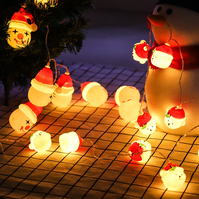 Lampu String 10 Led 1.5m Bentuk Snowman Tenaga Baterai Untuk Dekorasi Natal