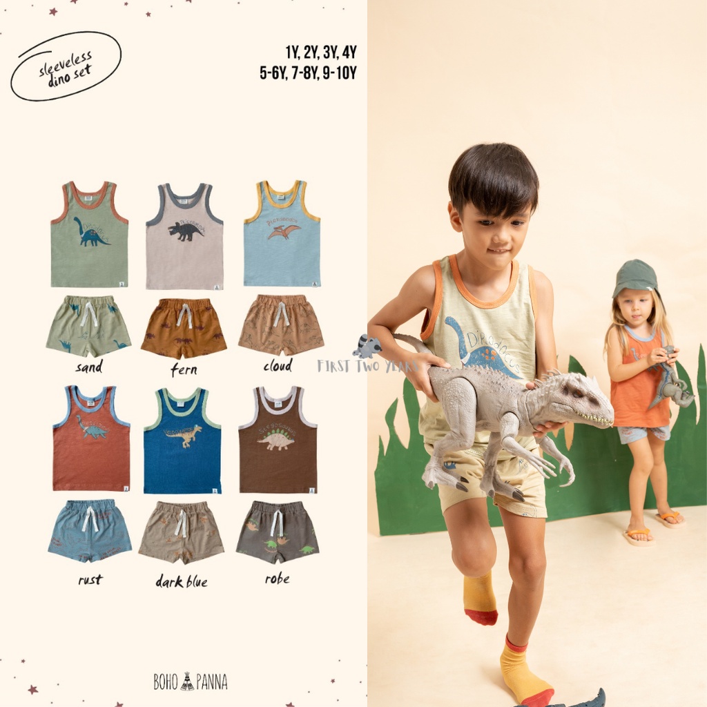 Bohopanna - Sleeveless Dino Set / Setelan Anak Unisex