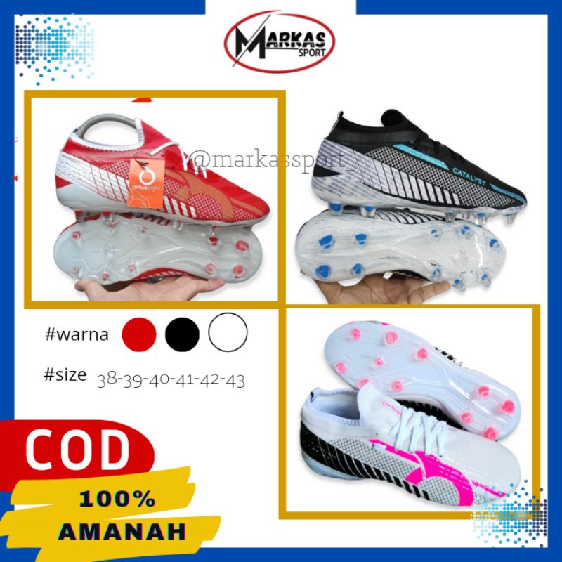 Sepatu Bola Kaki Ortus ortuseight catalyst liberte merah hitam putih tosca | Spatu Olahraga Sepakbol