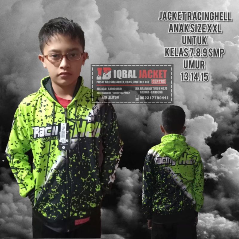 COD JAKET ANAK RACING HELL PRINTING ORIGINAL DISTRO HIJAU Jaket anak sweater anak pria cowok wanita 