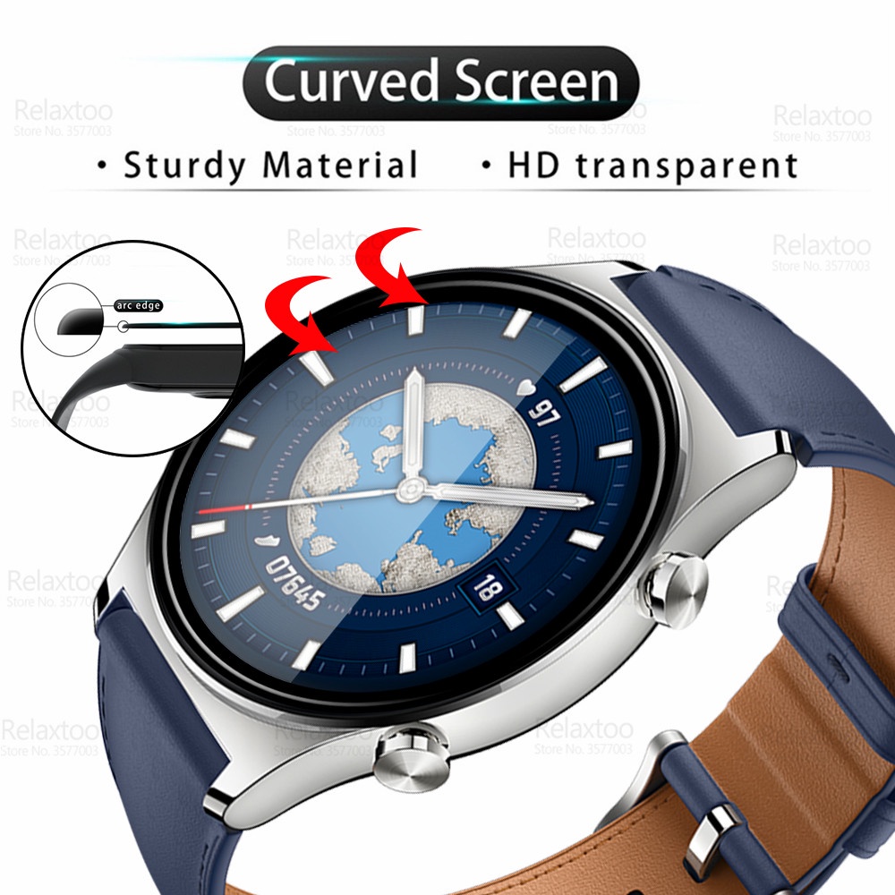 Film Pelindung Layar Transparan HD 3D Full Cover Anti Sidik Jari Untuk Smartwatch Honor GS 3