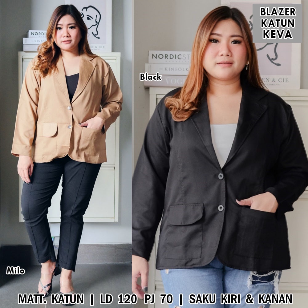 BIGCLO - (COD) LD 120cm Blazer Katun Jumbo Atasan Wanita Bigsize