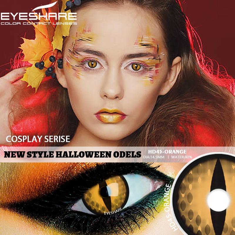 New Cosplay Kontack Mata Softlens Halloween Anime Crazy Warna-kuning normal minus (0.00) Merah Ungu Biru CRAZY color free lenscase