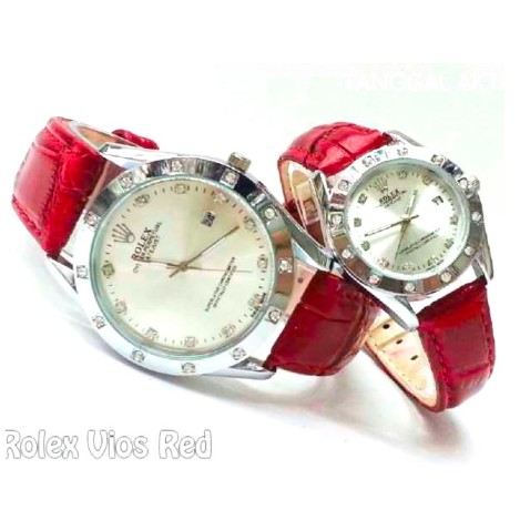 BAJ Jam Tangan Couple Rolex Kulit Vios Pria Wanita Tanggal Murah Import Grosir Premium RX001