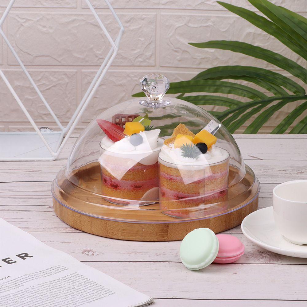 Top Penutup Makanan Transparan Tahan Debu Dekorasi Pesta Dessert Storage Tray Round Dish Kue Roti Piring