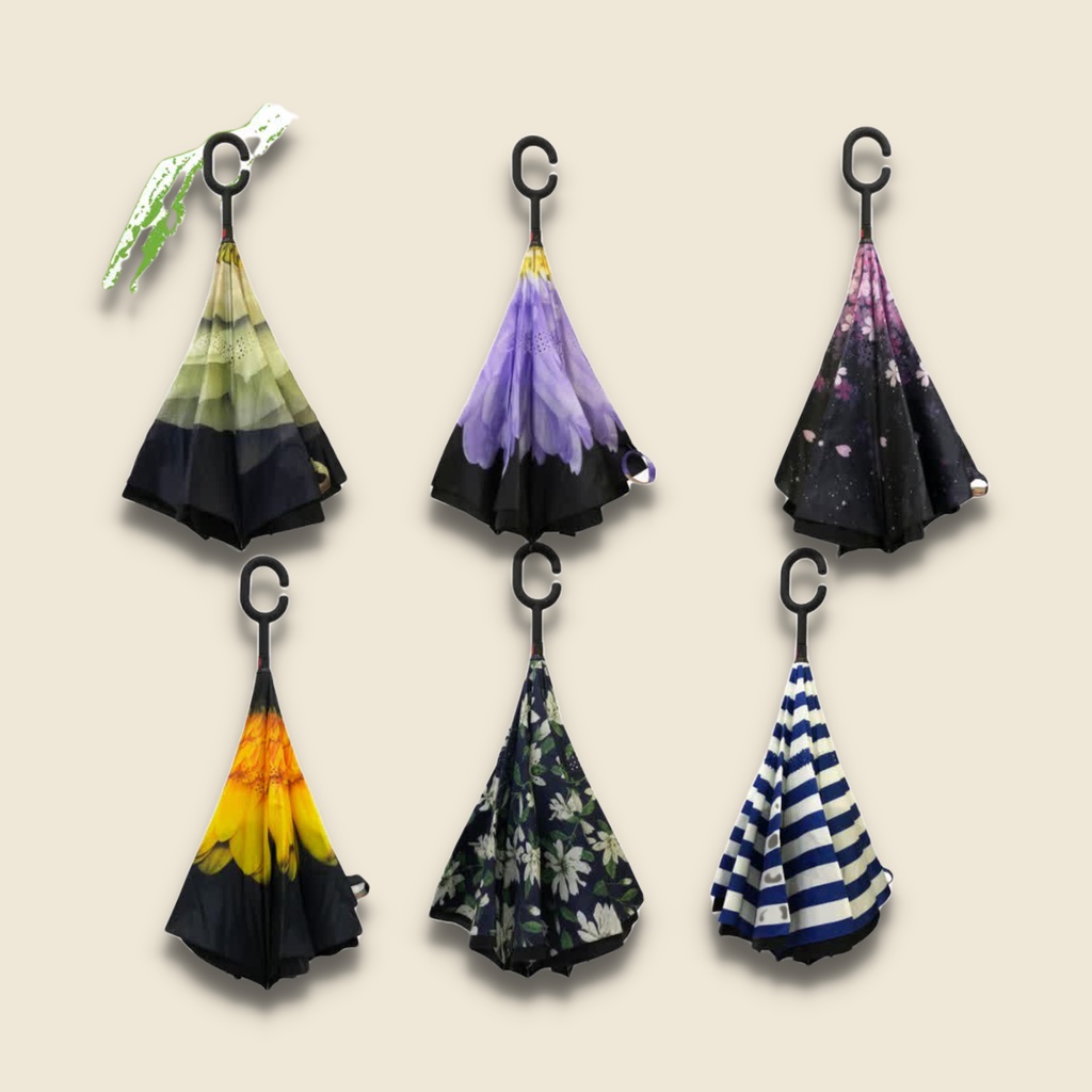 Payung Umbrella Kazbrella Terbalik Motif Karakter Fashion Korea Cantik Unik Jepang Ke12