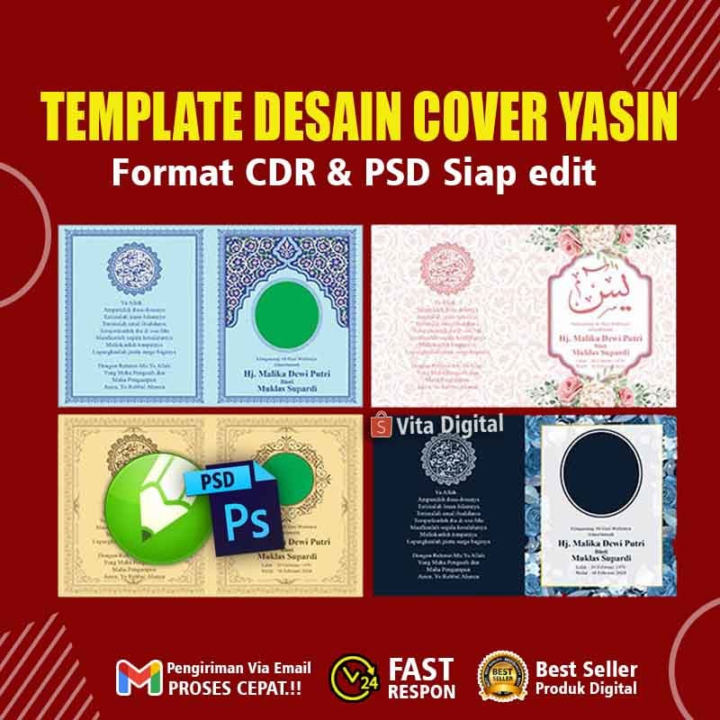 Template Cover Yasin CDR + PSD Premium Editable