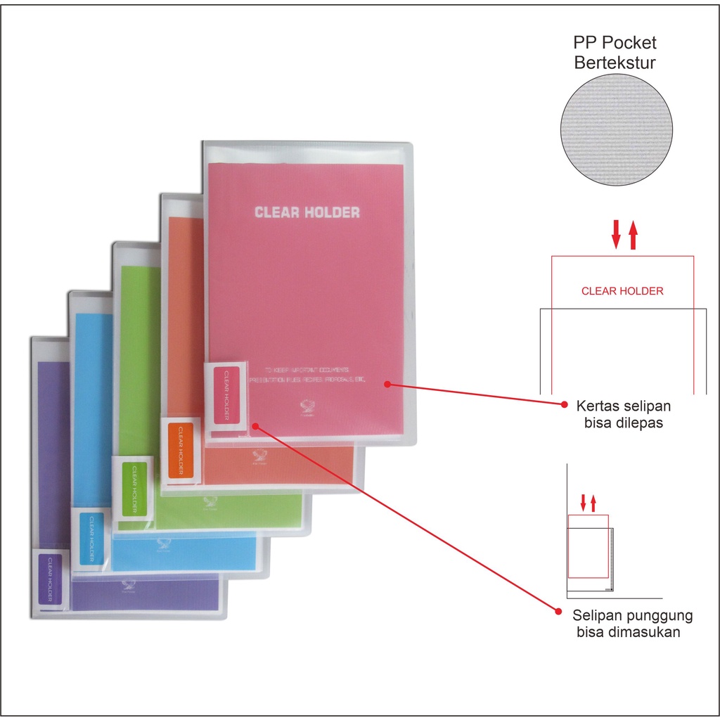 

Clear Holder / Dokumen Keeper / Display Book / Document Keeper EAGLE Warna Neon A4/F4 20 Pocket