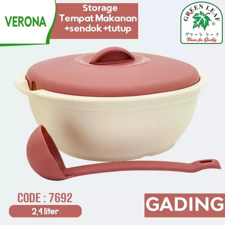 GREEN LEAF VERONA Food Storage + Sendok + Tutup 2.4 Liter -7692