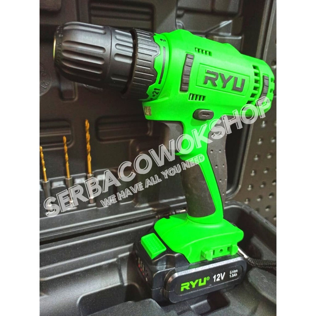 RYU Mesin Bor Cordless Drill Reversible 12 Volt RCD 12 V 2 Baterai Termurah Berkualitas