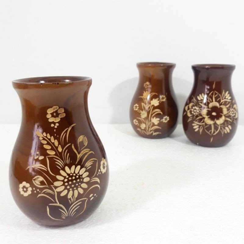 VAS BUNGA MINI KAYU JATI ASLI