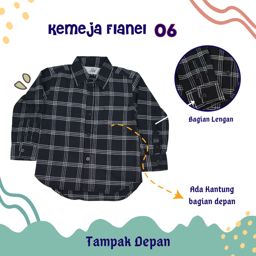 KAHF Baju Kemeja Anak Lengan Panjang Flanel Kotak Kotak Cowok/Pria 1-10 Tahun I KAHF Flannel Shirt K