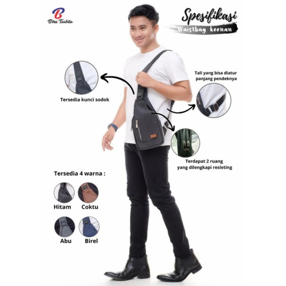 WAISTBAG KEENAN BY BIRU TSABITA / waistbag cowok terbaru