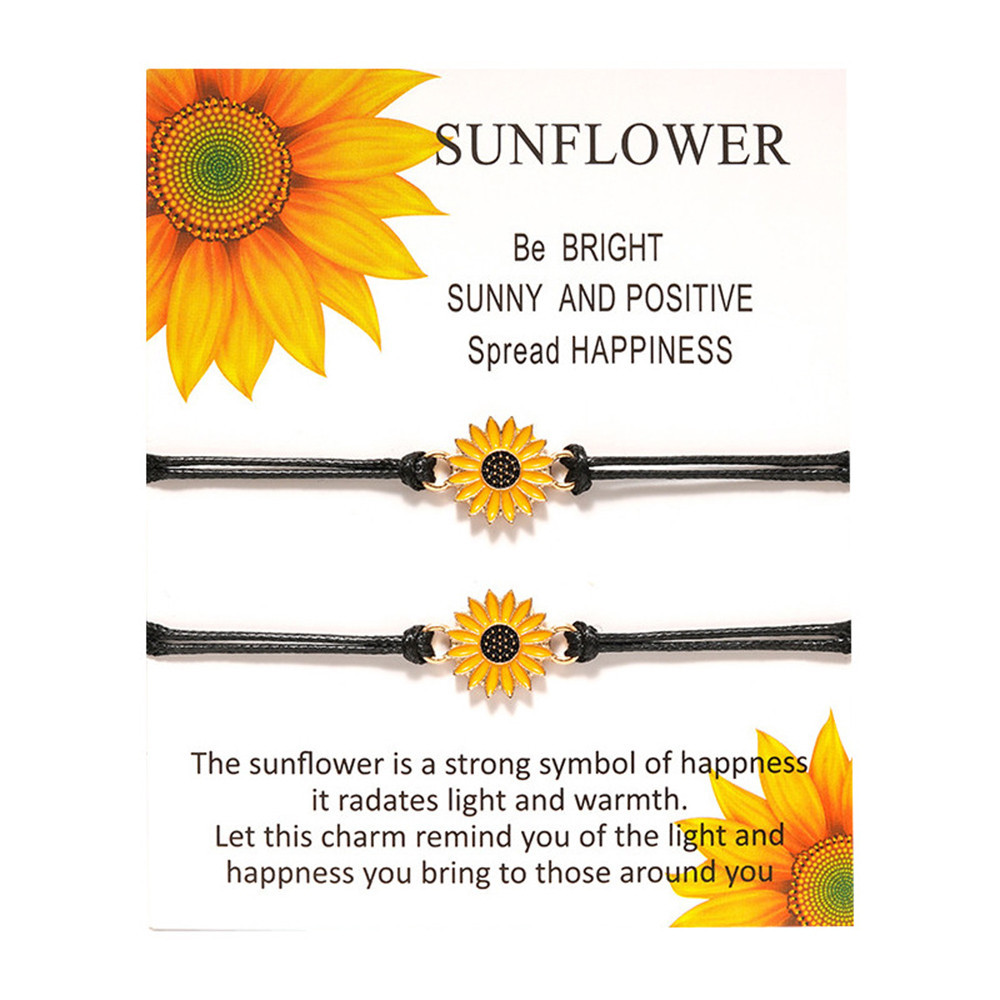 Woven Sunflower Chrysanthemum Friendship Rope Bracelet Daisy Couple Bracelet