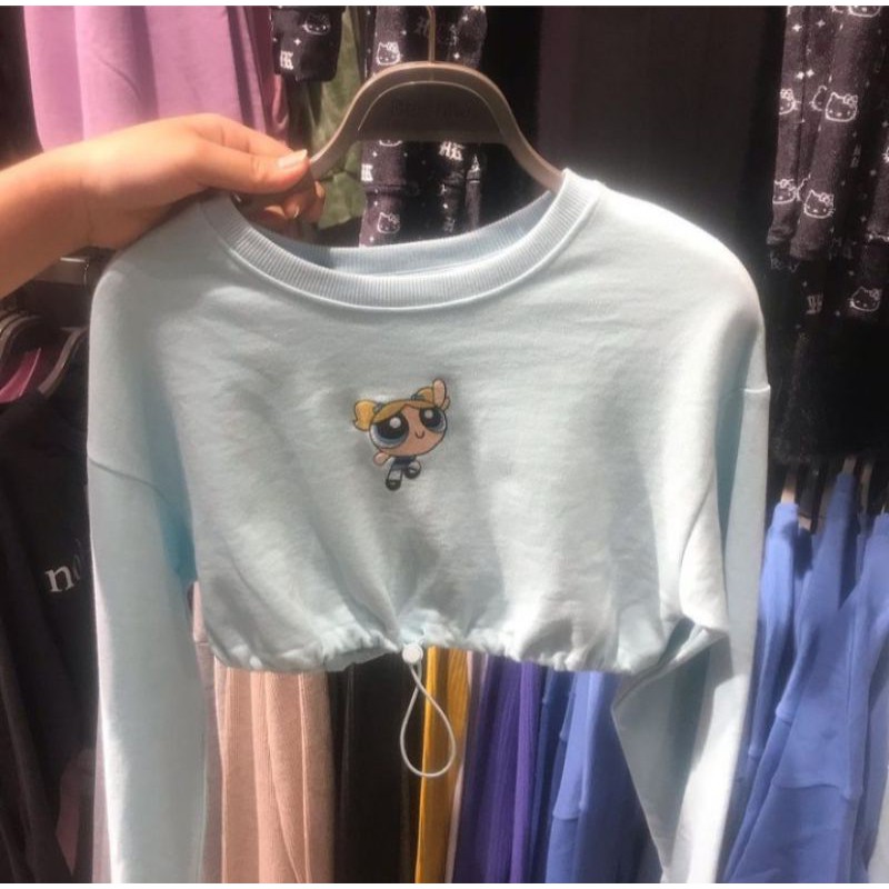 [SAGI JASTIP] BERSHKA X POWERPUFF SWEATSHIRT CROP TOP SALE