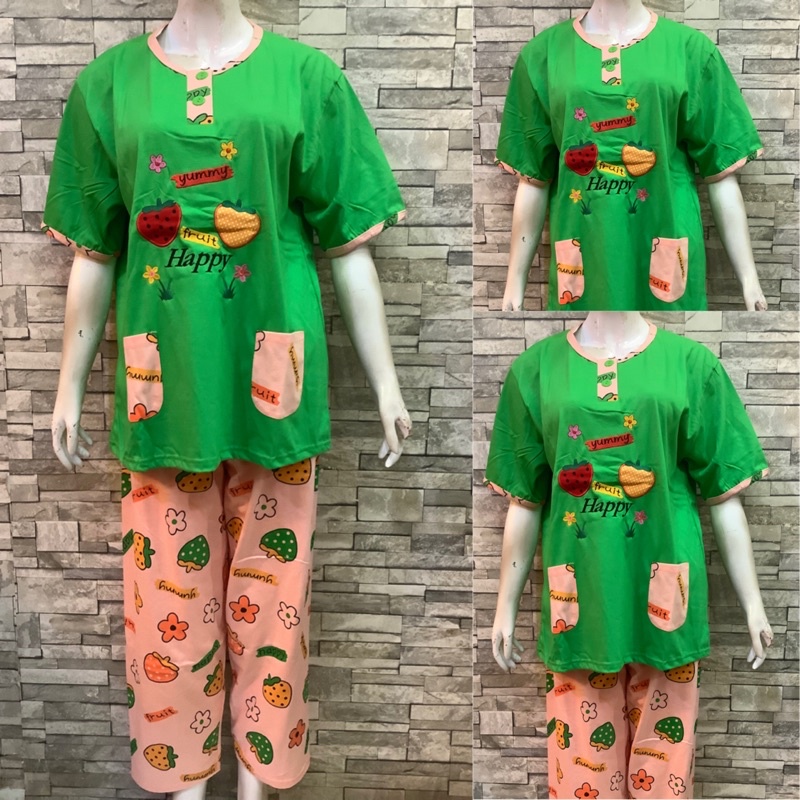 JUMBO CP DAILILAN  | BAJU TIDUR WANITA DEWASA | COD | PIYAMA-Yummy Hijau