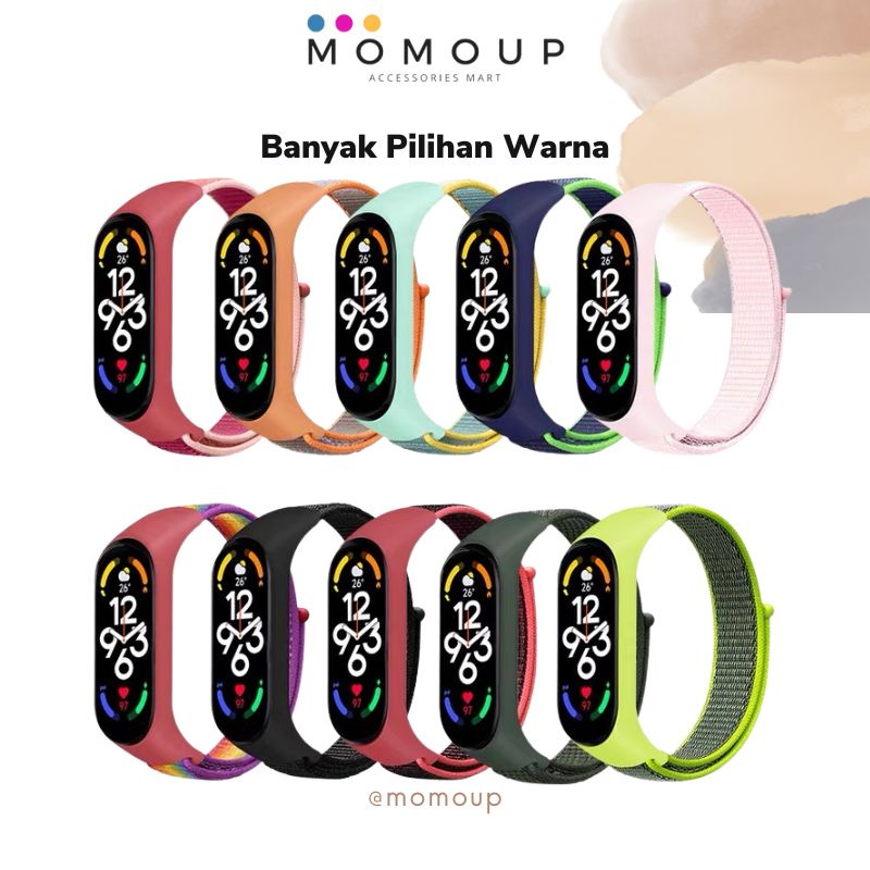 Strap Xiaomi Mi Band 7 6 5 4 3 Nilon Tali Pengganti Jam Xiaomi Mi Band 7 6 5 4 3 Nilon