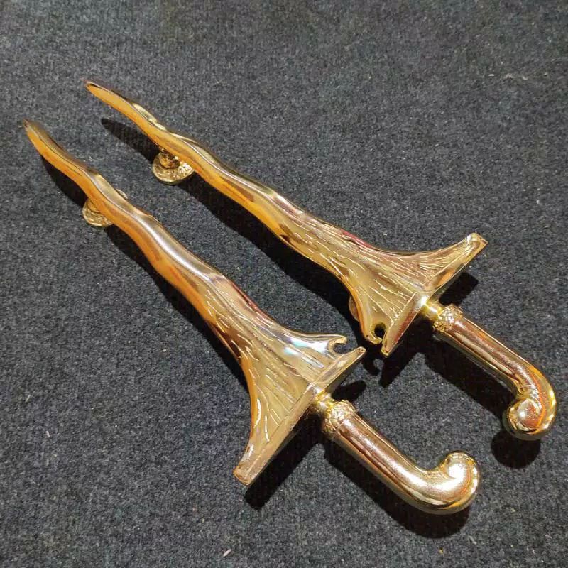 Pull handle pintu tarikan pintu kuningan model keris lekuk panjang 50cm