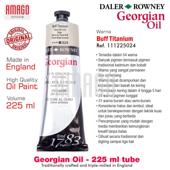

Limited Daler-Rowney - Georgian Oil Paint 225 Ml - Buff Titanium - 111225024 Bagus