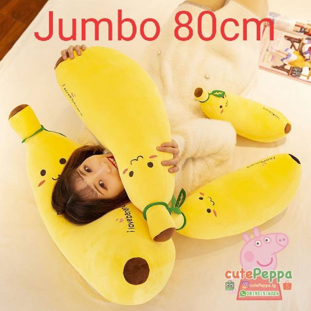 Boneka pisang jumbo 80cm import lembut spt miniso guling Boneka pisang jumbo 80cm import lembut spt miniso guling