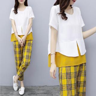 Setelan Kaos T Shirt Lengan Pendek Celana  Panjang  Motif  