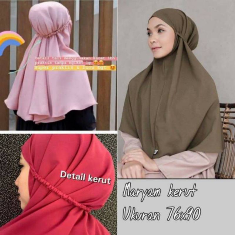 BERGO MARYAM TALI LANGSUNG  KARET KERUT BERGO MARYAM JUMBO KHIMAR INSTAN