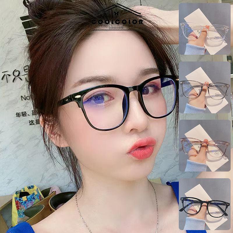 COD Kacamata Transparan Anti Radiasi Wanita Kacamata Korea Gaya Wanita Fashion Retro Bentuk Kotak Eyeglasses Ready Stock- cl