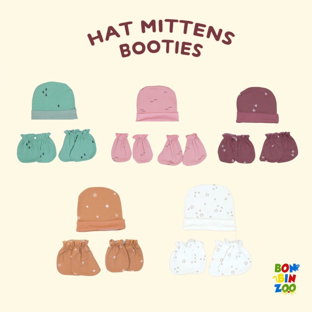 1 Set Topi Sarung Tangan Bayi Kaos Kaki Baby Newborn Bonbinzoo  STK Topi Bayi Aksesoris Kepala Baby Newborn