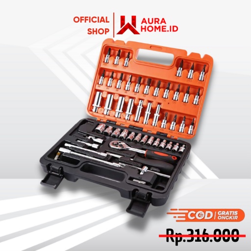 Peralatan Set Kunci Pas 53 in 1 / Paket Set Kunci Pas Ring Motor Sepeda Obeng Bulat Lengkap Satu Set