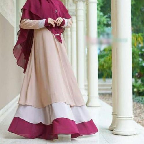 ♦ Baju Gamis Wanita Muslim Terbaru 2021 M L XL Havana Syari set Khimar Ceruty Babydoll Polos Murah ➭