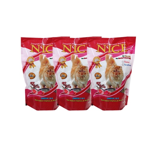 Nice cat food Makanan Kucing kering 1 kg seafood dan tuna