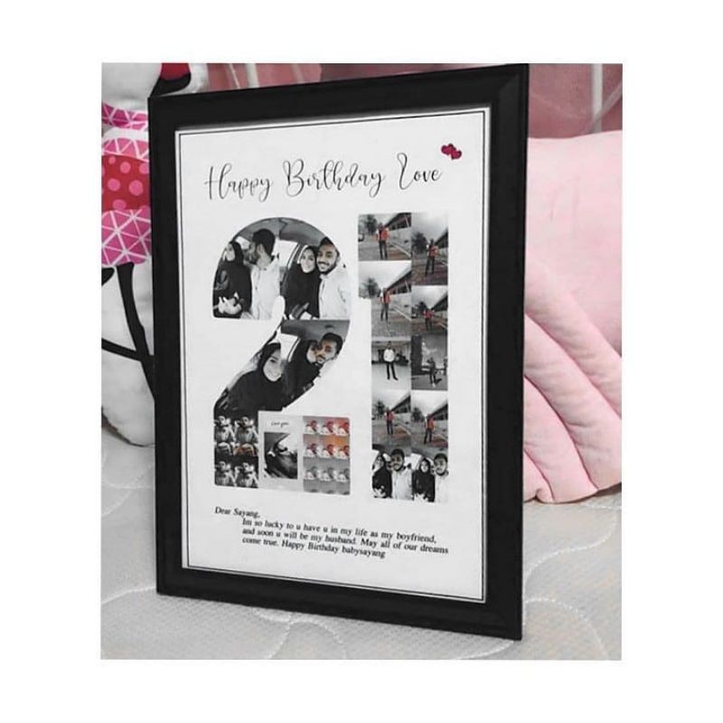 Foto Kolase Mozaik Angka Huruf - Kado ultah wedding anniversary graduation wisuda