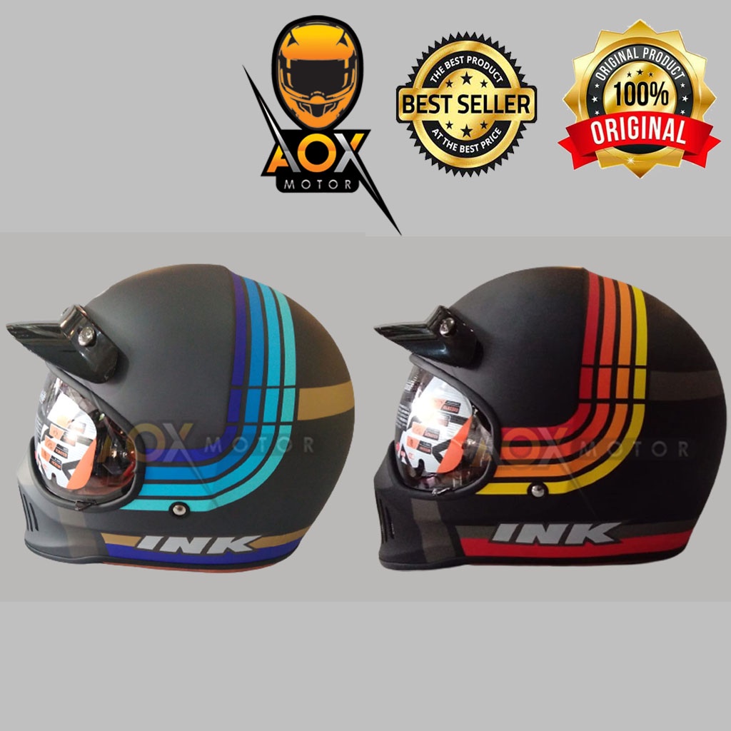 Helm INK TROOPER Motif Borederline ORIGINAL Fullface Retro Cakil (ongkir 2kg)