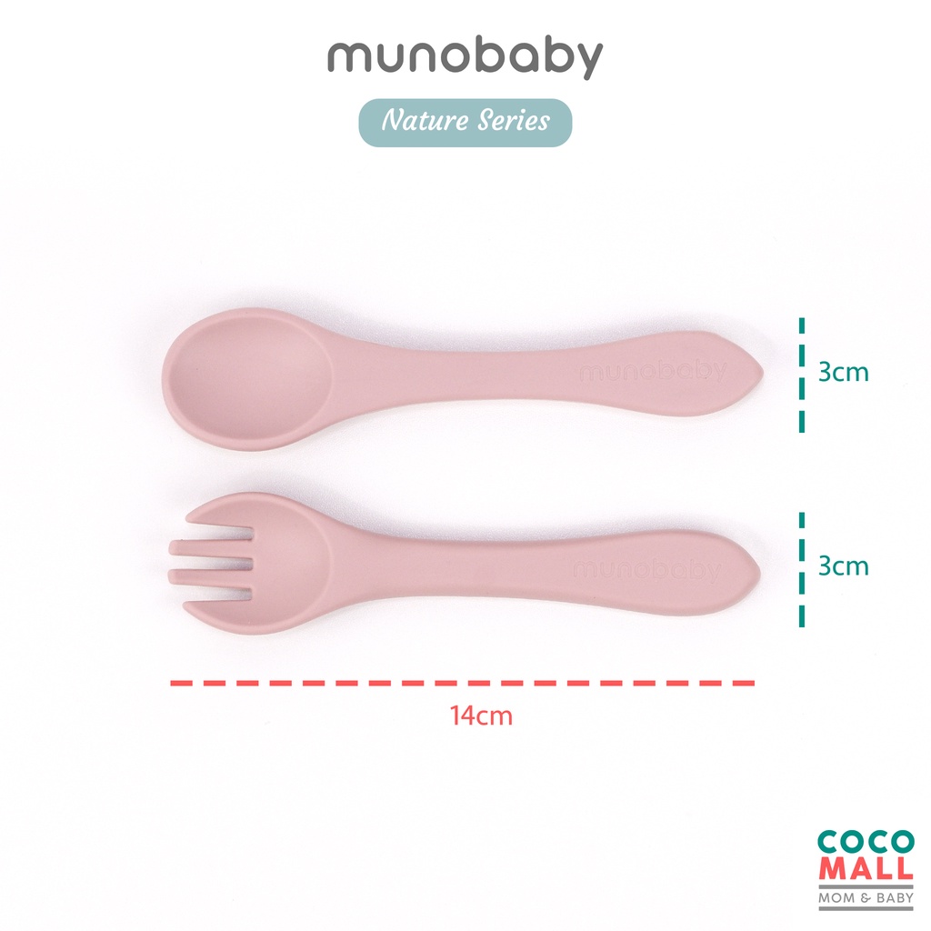 COCOMALL Sendok Silikon Bayi Mpasi (Nature Series) - Sendok Makan Anak 1 Tahun - Sendok Garpu Set Anak Balita - Alat Makan Bayi Silicon - Baby Spoon Silicone BPA Free