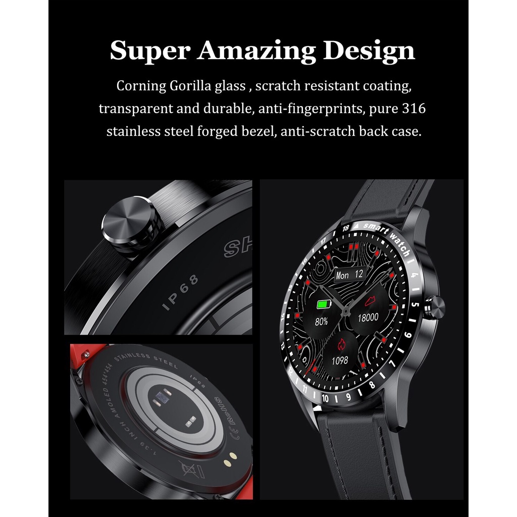 LA10 Smartwatch AMOLED Display Bluetooth Phone Call Stainless Watch