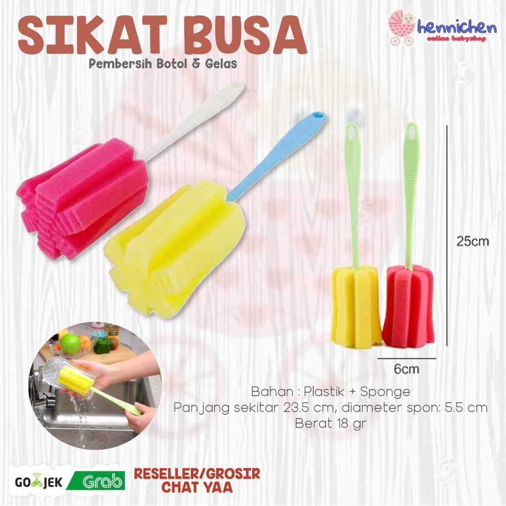Sikat busa botol dan gelas tongkat spons pembersih dan pencuci botol dan gelas