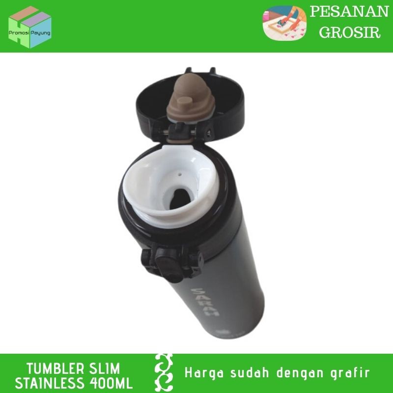 CUSTOM GROSIR TUMBLER termos Slim STEINLESS 400ML custom grafir satuan design suka suka