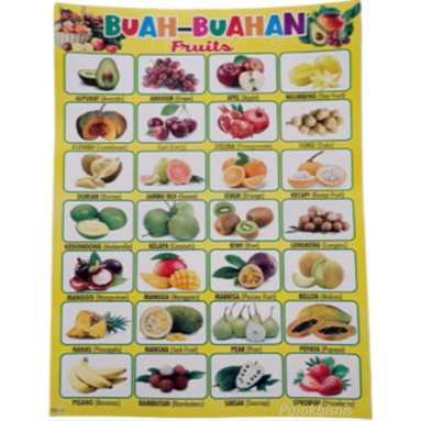 POSTER EDUKASI ANAK BERKUALITAS POSTER BUAH SAYUR HURUF ANGKA HURUF HIJAIYAH DOA HARIAN HURUF LEPAS