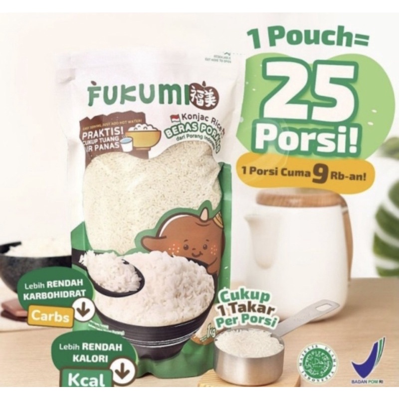 

Fukumi beras porang pouch 1kg untuk 25porsi