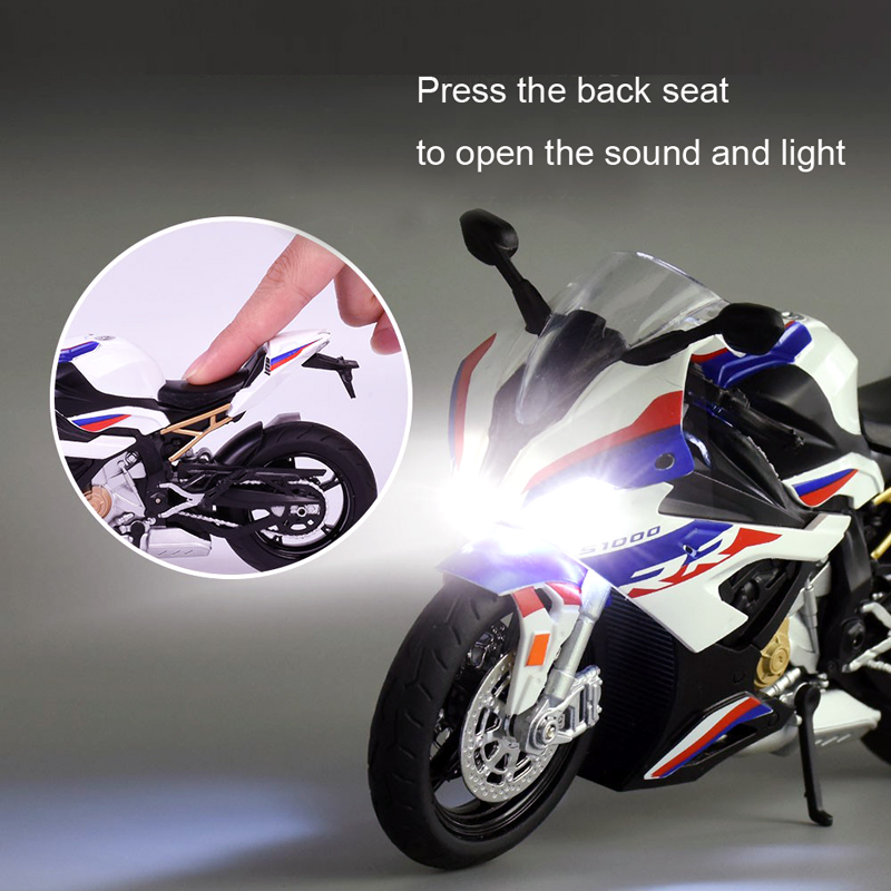 Miniatur Diecast Motor BMW S1000RR Skala 1 / 12 Bahan Alloy Dengan Suara + Lampu Untuk Koleksi