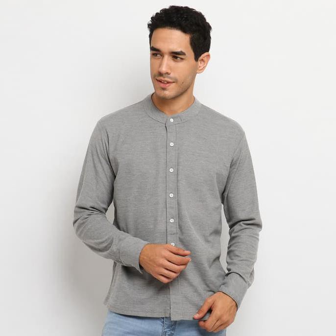 KLLL ORIGINAL KEMEJA BAJU KOKO MUSLIM POLO LACOSTE LENGAN PANJANG - PUTIH, M